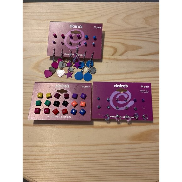 Claires Earring Set Assorted Styles & Colors Sensitive Solutions Jewelry - Picture 1 of 5